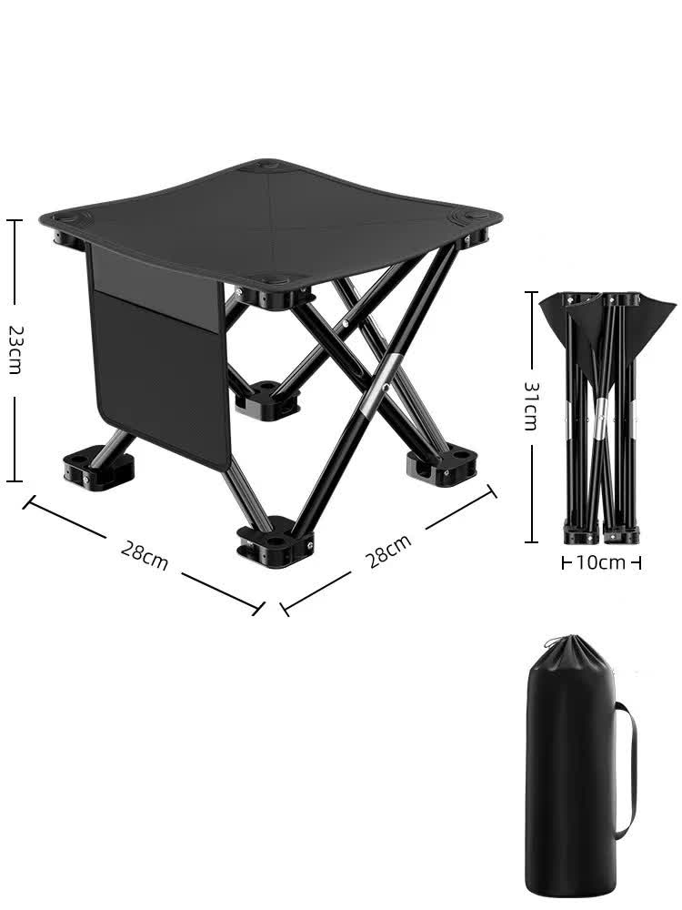 Load image into Gallery viewer, 23*28cm Black Outdoor Folding Stool - Lightweight Portable Picnic Chair, Fishing Chair, Camping Seat, and Collapsible Bench for Outdoor Activities
