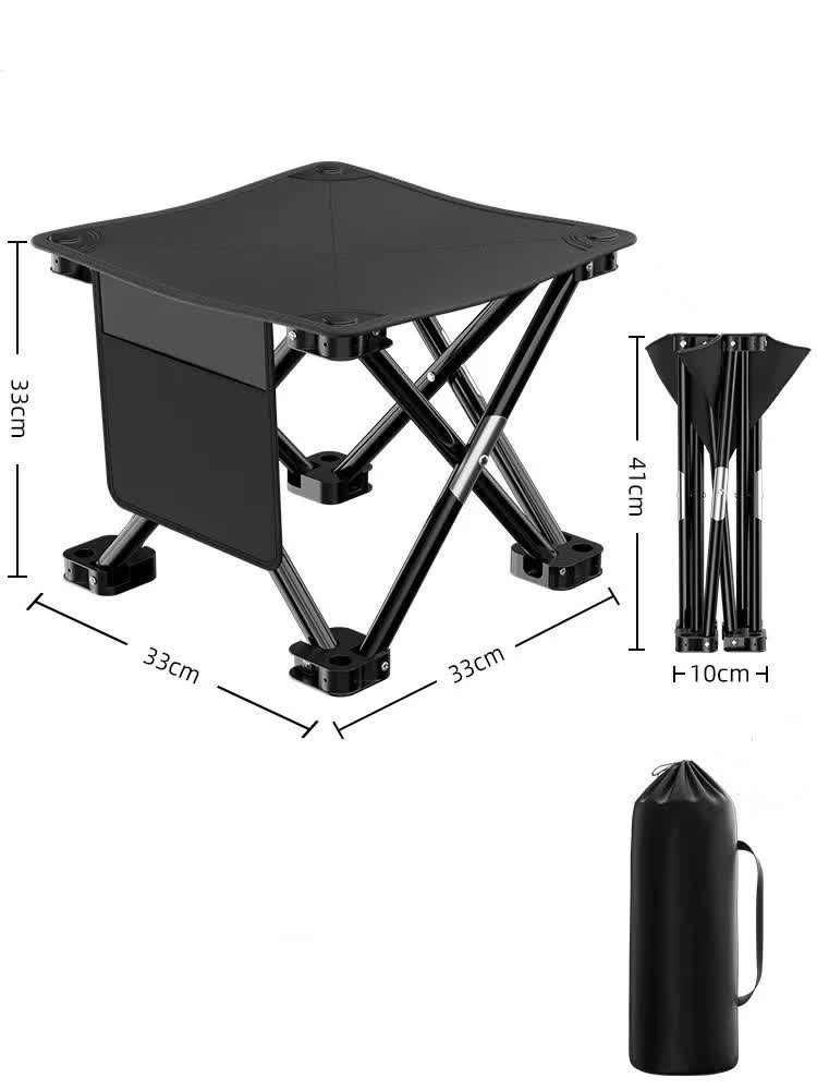 Load image into Gallery viewer, 33*32cm Black Outdoor Folding Stool - Lightweight Portable Picnic Chair, Fishing Chair, Camping Seat, and Collapsible Bench for Outdoor Activities
