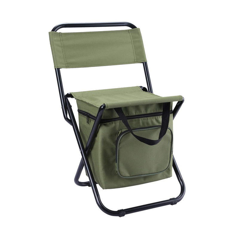 Load image into Gallery viewer, Green Portable 3-in-1 Folding Camping Chair with Storage Bag, Backrest, and Insulated Cooler for Outdoor Fishing, Hiking, and Picnics
