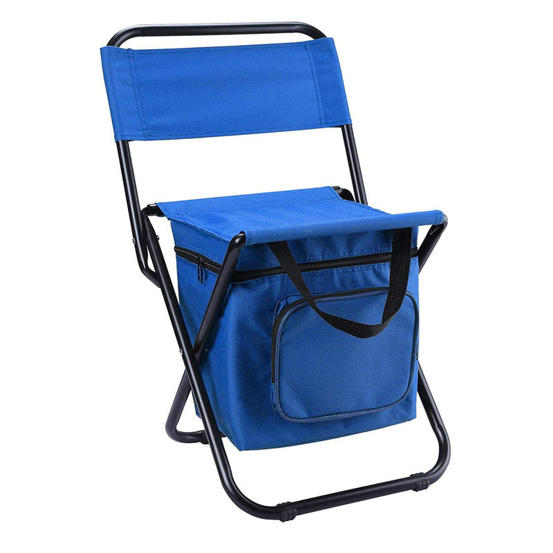 Load image into Gallery viewer, Blue Portable 3-in-1 Folding Camping Chair with Storage Bag, Backrest, and Insulated Cooler for Outdoor Fishing, Hiking, and Picnics
