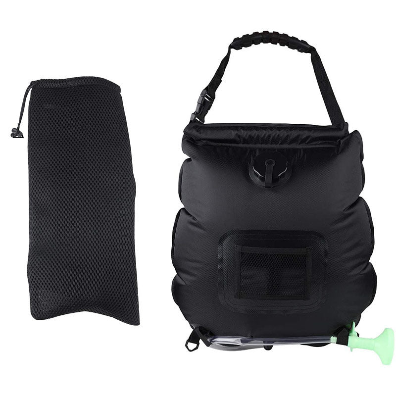 Load image into Gallery viewer, Black Portable Solar Camping Shower Bag, Foldable 20L Outdoor Water Storage Bag with Temperature Display for Easy Use
