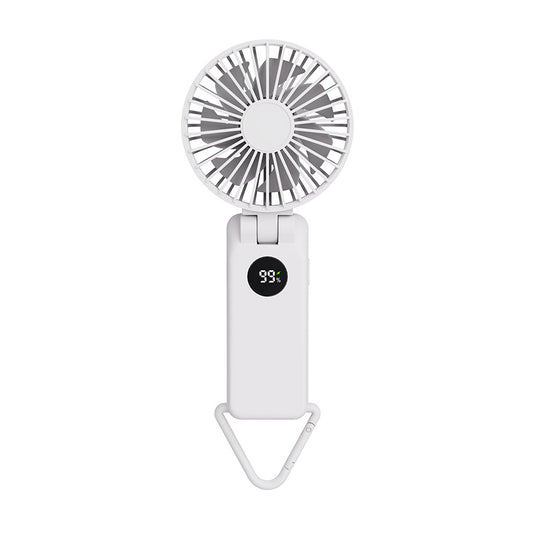 White Portable Handheld Fan with 2000mAh Battery - 3-in-1 Design for Desk, Handheld, and Hanging Use (Model Q3)