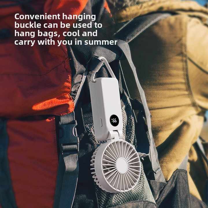 Load image into Gallery viewer, White Portable Handheld Fan with 2000mAh Battery - 3-in-1 Design for Desk, Handheld, and Hanging Use (Model Q3)
