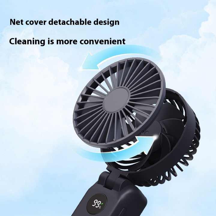 Load image into Gallery viewer, Navy Blue Portable Handheld Fan with 2000mAh Battery - 3-in-1 Design for Desk, Handheld, and Hanging Use (Model Q3)
