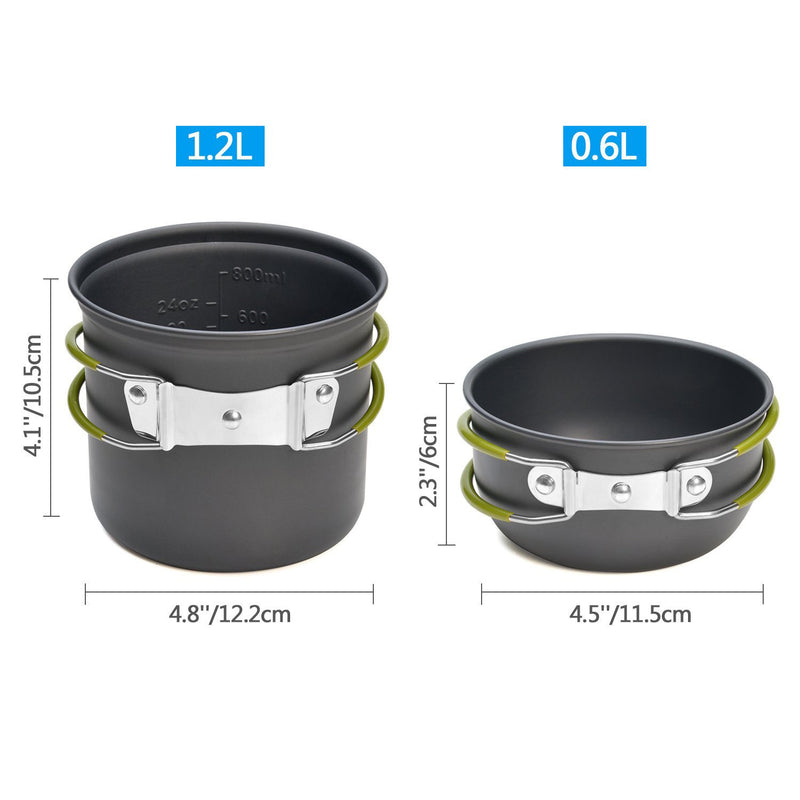 Load image into Gallery viewer, Complete Camping Cookware Set - Portable Pots, Cup, Spork, and Stove for Outdoor Adventures

