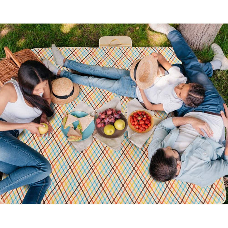 Load image into Gallery viewer, Green Stripes Stitching Premium Picnic Mat - Extra Thick &amp; Waterproof Oxford Cloth Camping Blanket - 145x180cm
