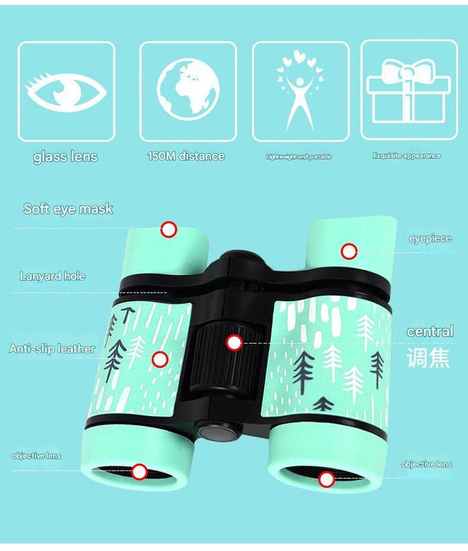 Load image into Gallery viewer, 2 PCS Light Blue Kids Binoculars - Rubber Grip, Tree Pattern
