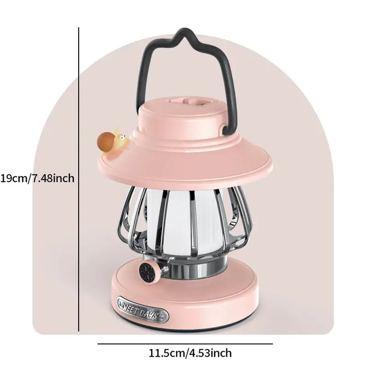 Load image into Gallery viewer, Green Retro Snail Night Light - Portable Rechargeable Camping Lantern with Hook, 3-Color Dimming
