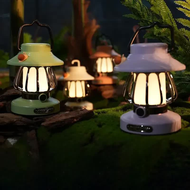 Load image into Gallery viewer, Green Retro Snail Night Light - Portable Rechargeable Camping Lantern with Hook, 3-Color Dimming
