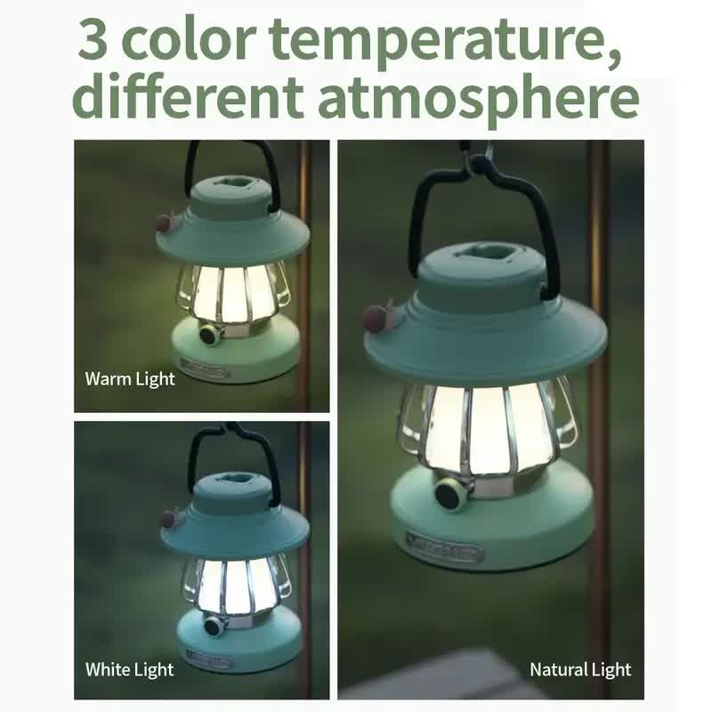 Load image into Gallery viewer, Green Retro Snail Night Light - Portable Rechargeable Camping Lantern with Hook, 3-Color Dimming
