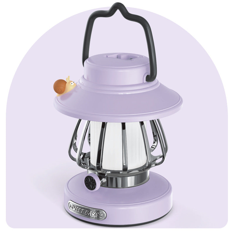 Load image into Gallery viewer, Purple Retro Snail Night Light - Portable Rechargeable Camping Lantern with Hook, 3-Color Dimming
