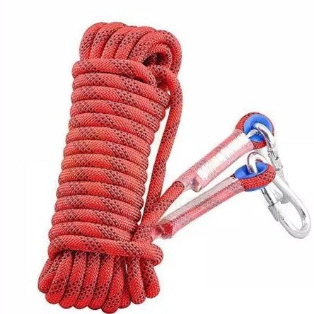 Load image into Gallery viewer, Red Polyester (for home use) Without Wire Core Heavy Duty Adjustable Clothesline Set (2 Pack) - 15m Steel Wire Core Nylon Rope with Hooks for Outdoor &amp; Camping
