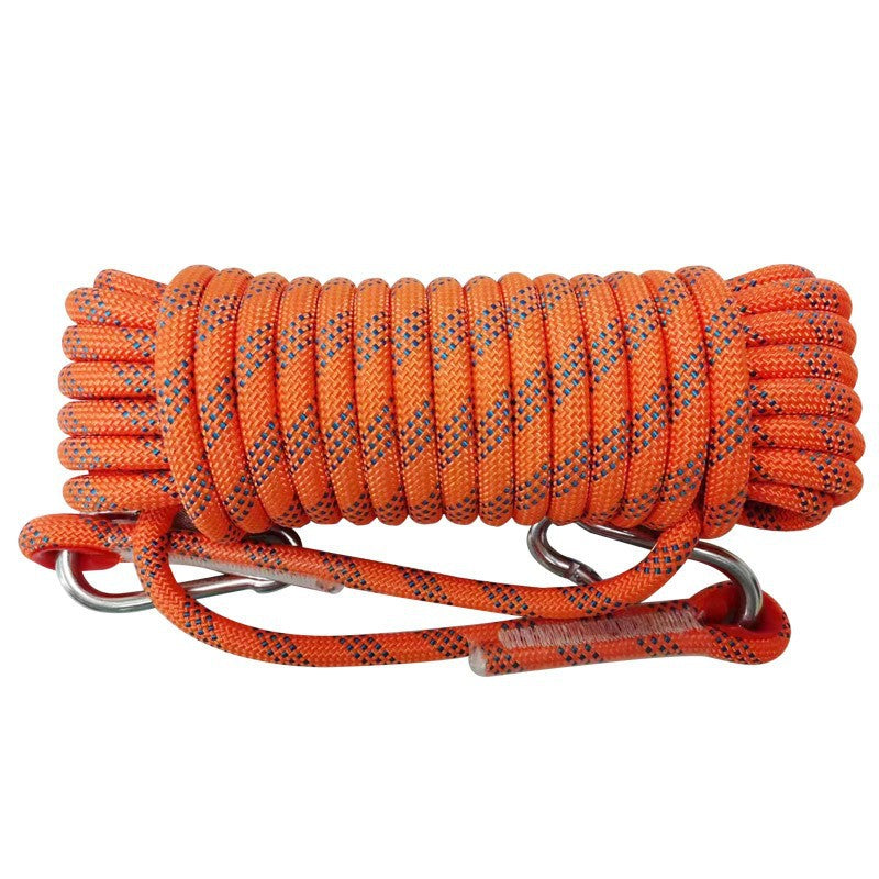Load image into Gallery viewer, Orange Polyester (for home use) Without Wire Core Heavy Duty Adjustable Clothesline Set (2 Pack) - 15m Steel Wire Core Nylon Rope with Hooks for Outdoor &amp; Camping
