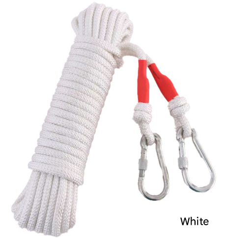 Load image into Gallery viewer, White Polyester (for home use) Without Wire Core Heavy Duty Adjustable Clothesline Set (2 Pack) - 15m Steel Wire Core Nylon Rope with Hooks for Outdoor &amp; Camping

