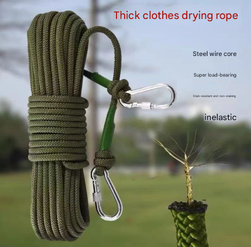 Load image into Gallery viewer, Orange With Wire Core Heavy Duty Adjustable Clothesline Set (4 Pack) - 15m Steel Wire Core Nylon Rope with Hooks for Outdoor &amp; Camping
