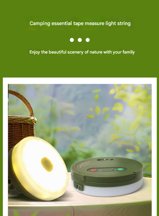 Rechargeable LED Camping Light with 10m Retractable String Light (Warm White)