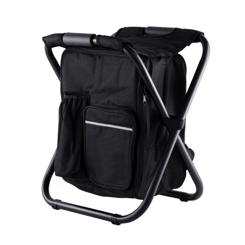 Load image into Gallery viewer, Black Insulated Cooler Backpack Chair - Foldable Stool for Picnics &amp; BBQ

