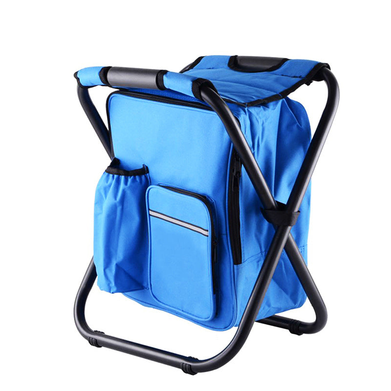 Load image into Gallery viewer, Blue Insulated Cooler Backpack Chair - Foldable Stool for Picnics &amp; BBQ
