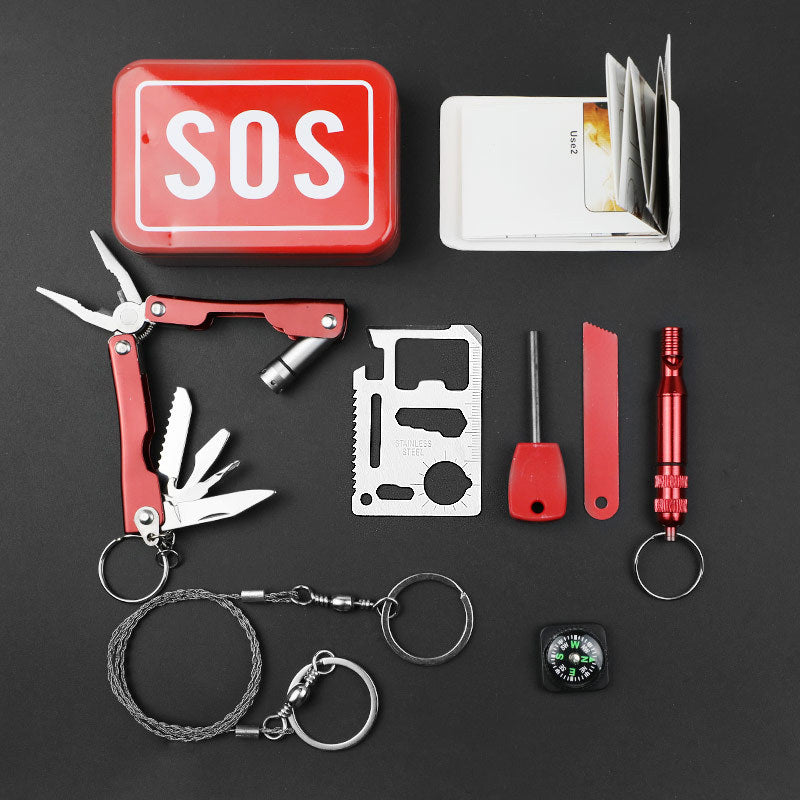 Load image into Gallery viewer, Compact SOS Survival Kit - 194 g Emergency Multi-Tool Set for Outdoor Adventures
