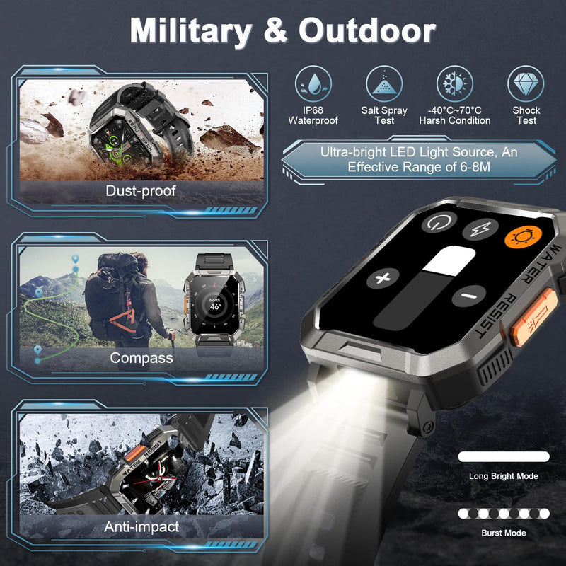 Load image into Gallery viewer, Men&#39;s Outdoor Smartwatch with Bluetooth Calling and Flashlight
