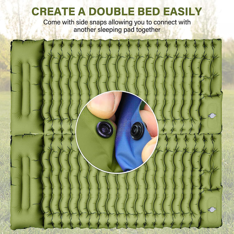 Load image into Gallery viewer, Green 190cm Ultra-Light Foot Pump Inflatable Camping Sleeping Pad
