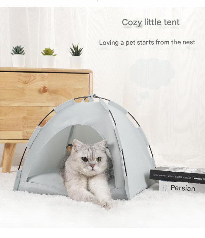 Load image into Gallery viewer, Green Premium Portable Pet Tent Bed with Cooling Mat - Breathable Foldable Outdoor Indoor Cat Dog House Shelter for Summer(Size: L)
