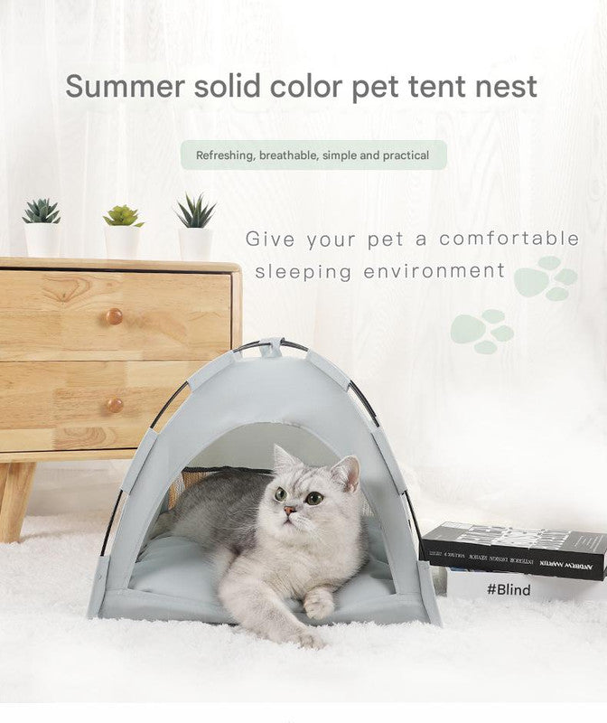 Load image into Gallery viewer, Green Premium Portable Pet Tent Bed with Cooling Mat - Breathable Foldable Outdoor Indoor Cat Dog House Shelter for Summer(Size: L)
