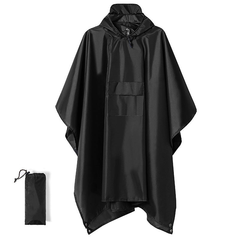 Load image into Gallery viewer, Black 3-in-1 Multifunctional Outdoor Rain Poncho - Ground Mat &amp; Shelter - Lightweight &amp; Waterproof for Hiking &amp; Camping
