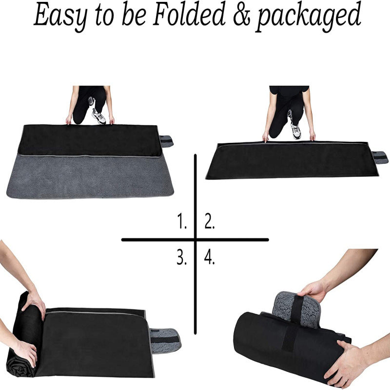 Load image into Gallery viewer, Black and Grey 3-Layer Waterproof Outdoor Blanket – Portable, All-Weather Picnic &amp; Camping Mat with Storage Pocket
