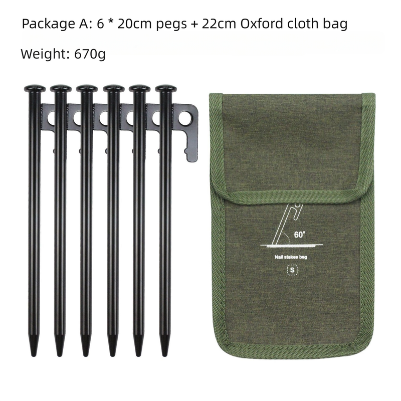 Load image into Gallery viewer, 2pc Heavy-Duty 20cm Tent Stakes Kit (6 Pegs /pc) with Carry Bag
