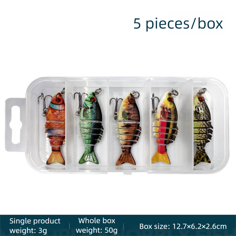 Load image into Gallery viewer, 5-Pack 2&quot; Lifelike Jointed Swimbaits for Crappie Bass Trout, , Swimbait for Relax Family Fishing
