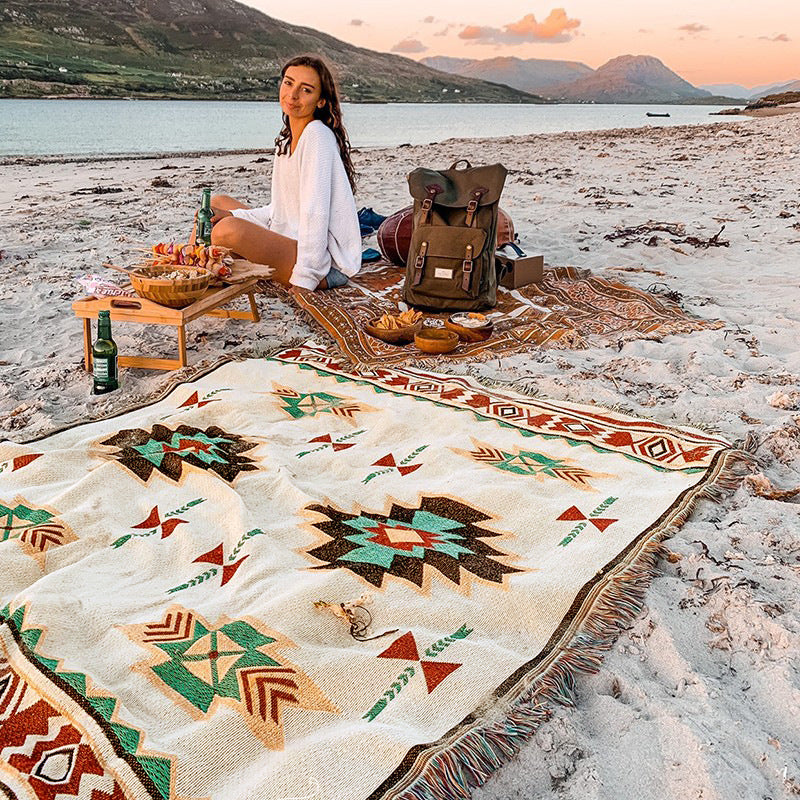 Load image into Gallery viewer, Mutifunctional 90 x 180 CM Bohemian Outdoor Picnic Blanket &amp; Throw - Thick, Moisture-Proof Mat for Camping, Beach &amp; Home Decor
