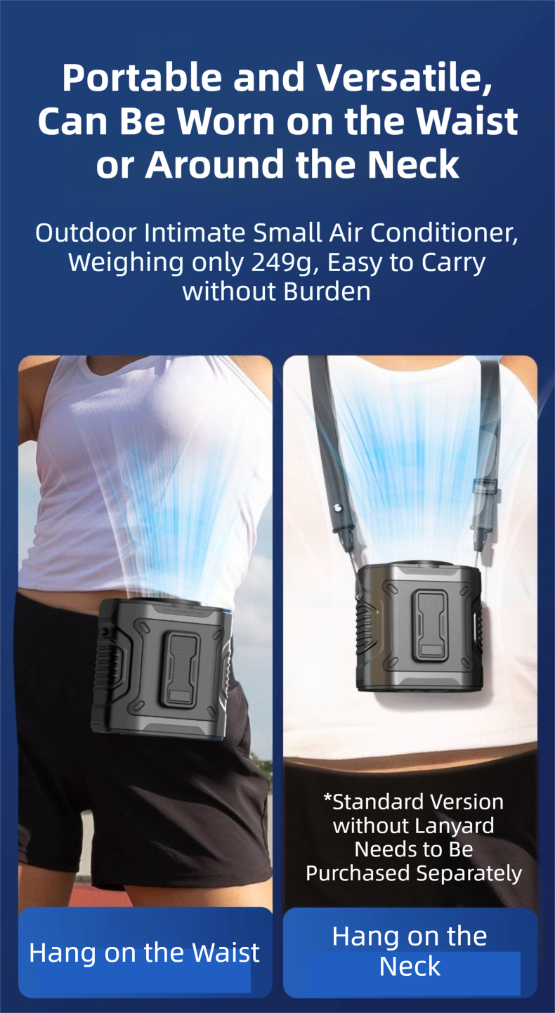 Load image into Gallery viewer, Orange Portable Waist Fan - Construction Site Cooling Solution with 360° Turbo Ice Engine, 100 Speed Gears, and LED Light
