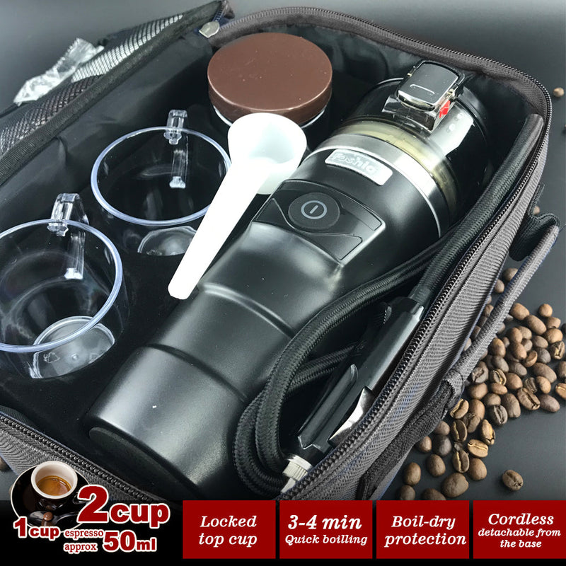 Load image into Gallery viewer, 12V Car Espresso Moka Coffee Maker Set Espresso In Car Coffee Machine With 2Cups
