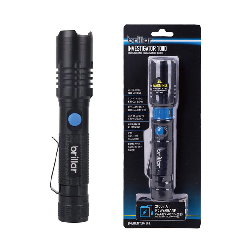 Load image into Gallery viewer, Brillar Investigator 1000 Lumens Rechargeable USB Flashlight
