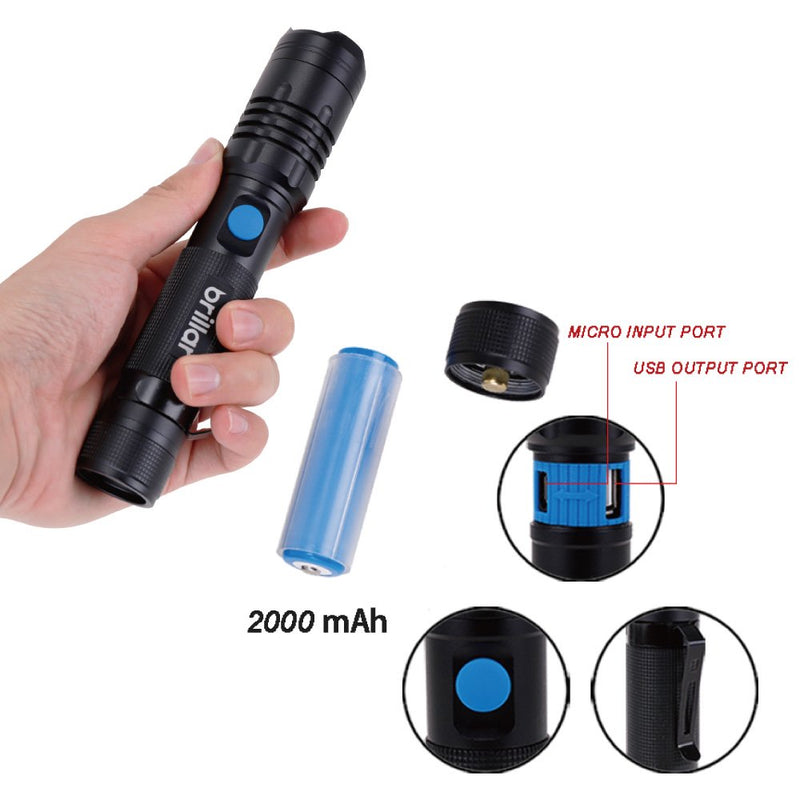 Load image into Gallery viewer, Brillar Investigator 1000 Lumens Rechargeable USB Flashlight
