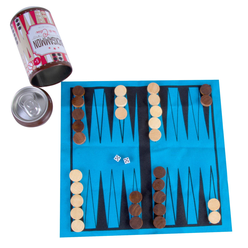 Load image into Gallery viewer, Backgammon In a Can - Travel Board Game
