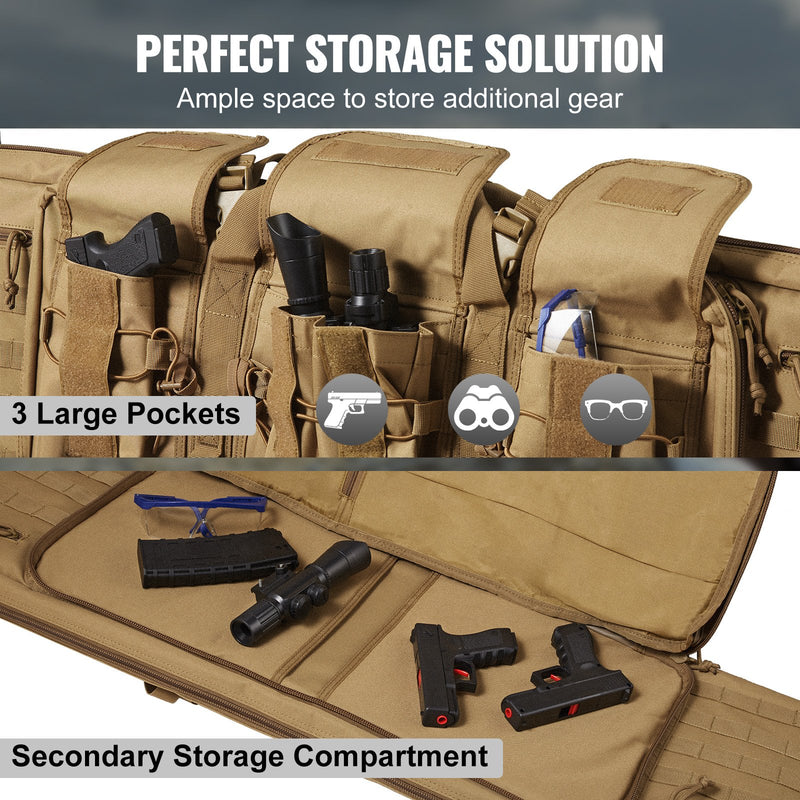 Load image into Gallery viewer, VEVOR Rifle Bag, 36 inch Tactical Double Long Gun Bag, Soft Rifle Case with Lockable Zipper, Portable Handle &amp; Shoulder Strap, 3 Large Storage Pockets Rifle Case for Two 34&quot; Rifles &amp; 2 Pistols, Brown
