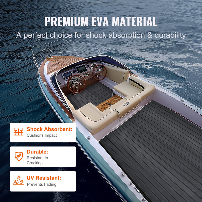 Load image into Gallery viewer, VEVOR Boat Flooring, EVA Foam Boat Decking 94.5&quot; x 23.6&quot;, Non-Slip Self-Adhesive Flooring, 15.5 sq.ft Marine Carpet for Boats, Yacht, Pontoon, Kayak Decking
