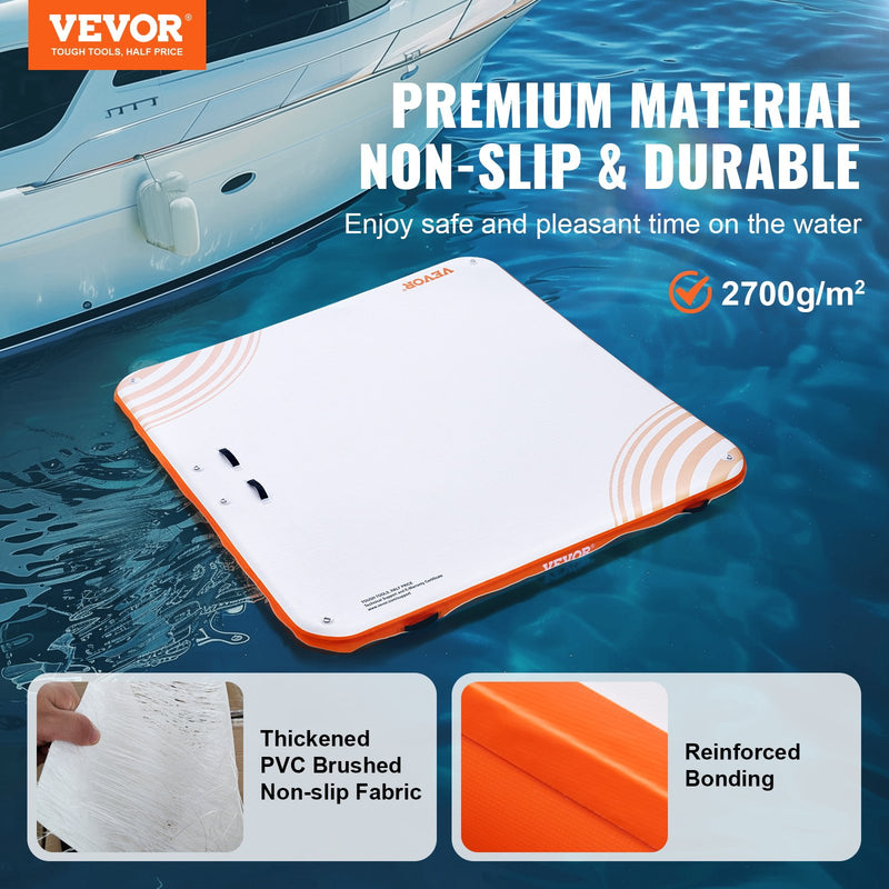 Load image into Gallery viewer, VEVOR Inflatable Floating Dock, 7 x 7FT Inflatable Dock Platform, Non-Slip Water Floating Dock Mat with Portable Carrying Bag &amp; Detachable Ladder, Floating Platform Island Raft for Pool Beach Ocean
