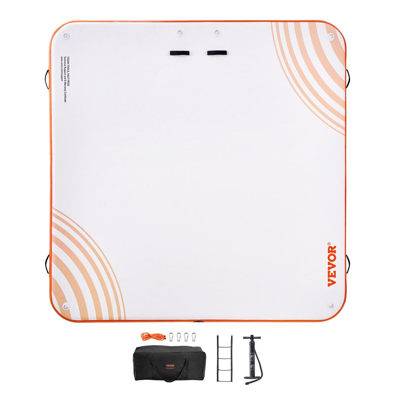 Load image into Gallery viewer, VEVOR Inflatable Floating Dock, 7 x 7FT Inflatable Dock Platform, Non-Slip Water Floating Dock Mat with Portable Carrying Bag &amp; Detachable Ladder, Floating Platform Island Raft for Pool Beach Ocean
