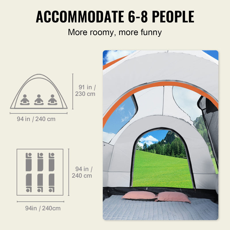 Load image into Gallery viewer, VEVOR SUV Camping Tent, 8&#39;-8&#39; SUV Tent Attachment for Camping with Rain Layer and Carry Bag, PU2000mm Double Layer Truck Tent, Accommodate 6-8 Person, Rear Tent for Van Hatch Tailgate

