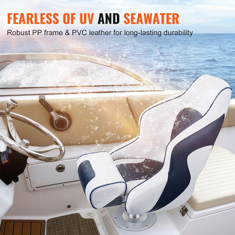 Load image into Gallery viewer, VEVOR Captain Bucket Seat Boat Seat, Flip Up Boat Seat, with Thickened Sponge Padding, Flip-up Bolster Boat Captain Chair for Fishing Boat, Sightseeing Boat, Speedboat, Canoe, 1-Piece

