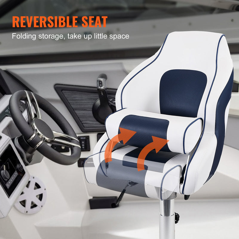 Load image into Gallery viewer, VEVOR Captain Bucket Seat Boat Seat, Flip Up Boat Seat, with Thickened Sponge Padding, Flip-up Bolster Boat Captain Chair for Fishing Boat, Sightseeing Boat, Speedboat, Canoe, 1-Piece
