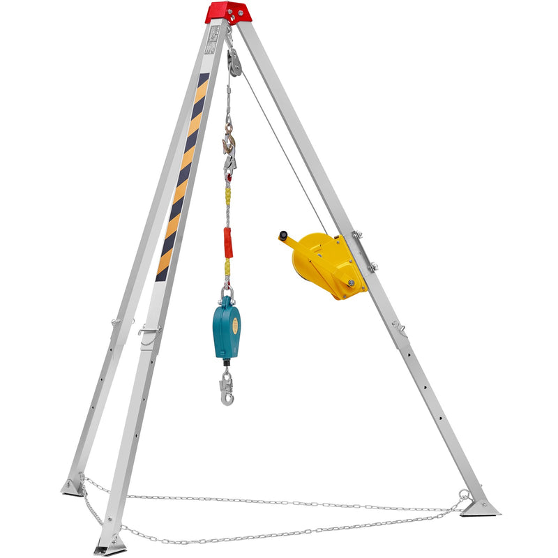 Load image into Gallery viewer, VEVOR Confined Space Tripod Kit, 2600 lbs Winch, Confined Space Tripod 8&#39; Legs and 98&#39; Cable, Confined Space Rescue Tripod 32.8&#39; Fall Protection, Harness, Storage Bag for Traditional Confined Spaces
