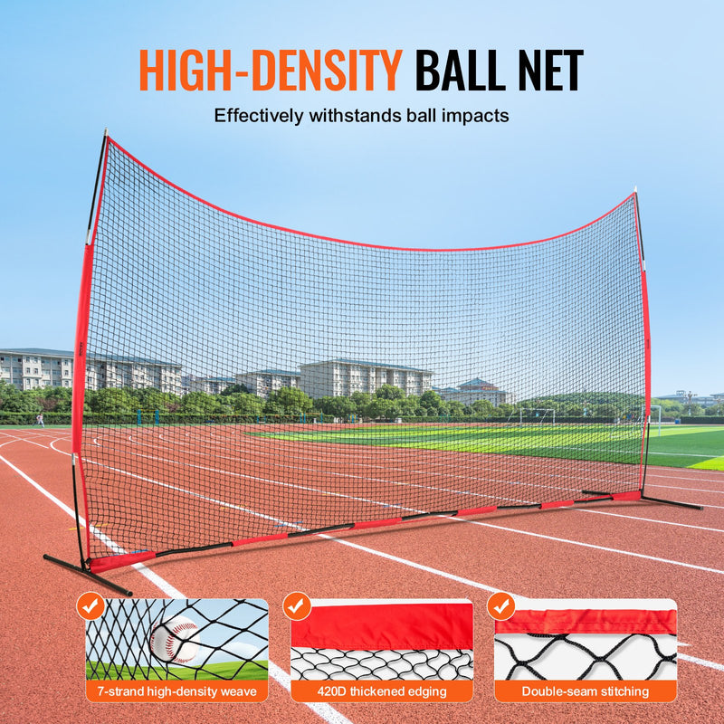 Load image into Gallery viewer, VEVOR Barricade Backstop Net, 20x10 ft Ball Sports Barrier Netting, Portable Practice Equipment with Carry Bag, Protection Screen for Baseball Softball Lacrosse Soccer Hockey Training, for Backyard
