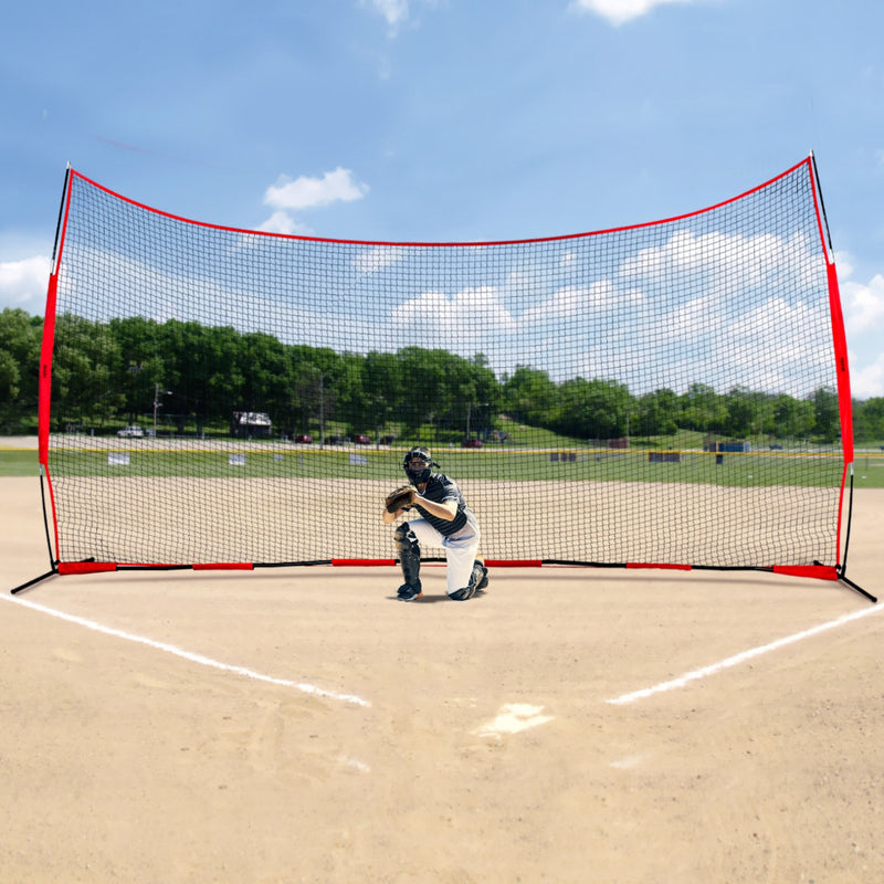 Load image into Gallery viewer, VEVOR Barricade Backstop Net, 20x10 ft Ball Sports Barrier Netting, Portable Practice Equipment with Carry Bag, Protection Screen for Baseball Softball Lacrosse Soccer Hockey Training, for Backyard
