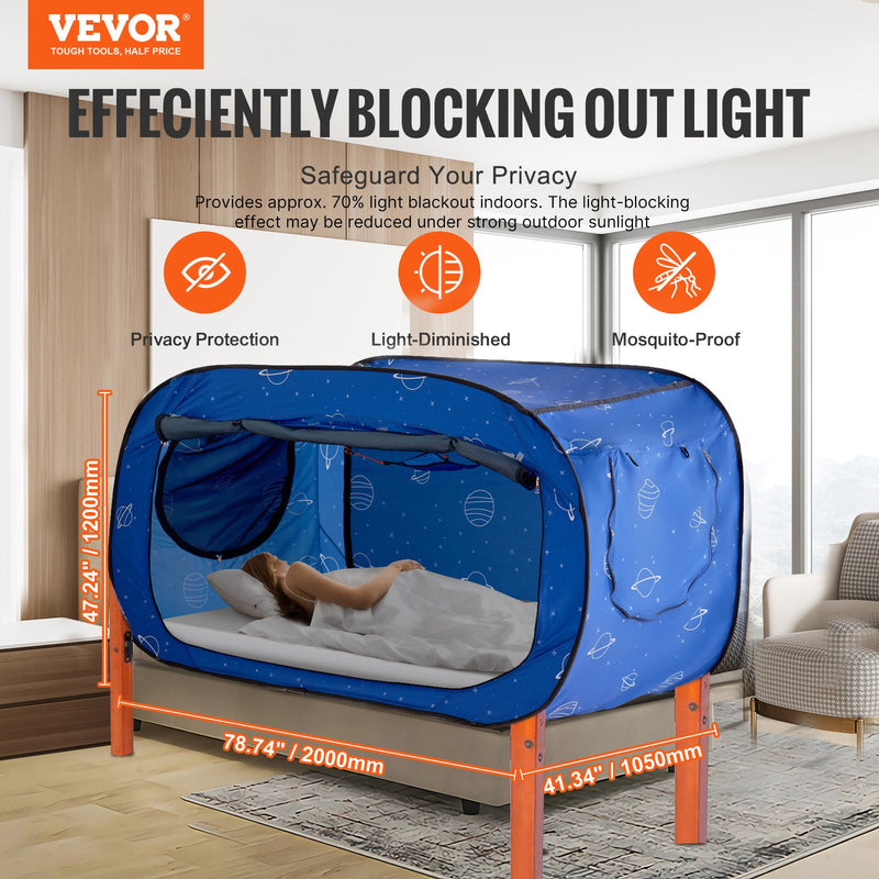 Load image into Gallery viewer, VEVOR Bed Tent, Pongee Fabric, 2 Doors Breathable Dream Tent with 8.5 mm Fiber Poles on Bed Privacy, Full Size Block out Light Sleeping Bed Canopy, Fit for Kids Playhouse and Adults Sleeping Tent
