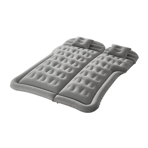 VEVOR Car Air Mattress, Inflatable Car Camping Mattress, Flocking Thickened Travel Beds, Comfortable and Durable Portable Sleeping Pad with Air Pump, Nozzle, Carry Bag, Fits Most SUV MPV Sedan, Gray