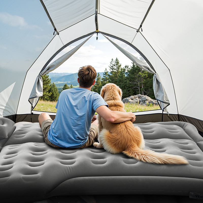 Load image into Gallery viewer, VEVOR Car Air Mattress, Inflatable Car Camping Mattress, Flocking Thickened Travel Beds, Comfortable and Durable Portable Sleeping Pad with Air Pump, Nozzle, Carry Bag, Fits Most SUV MPV Sedan, Gray
